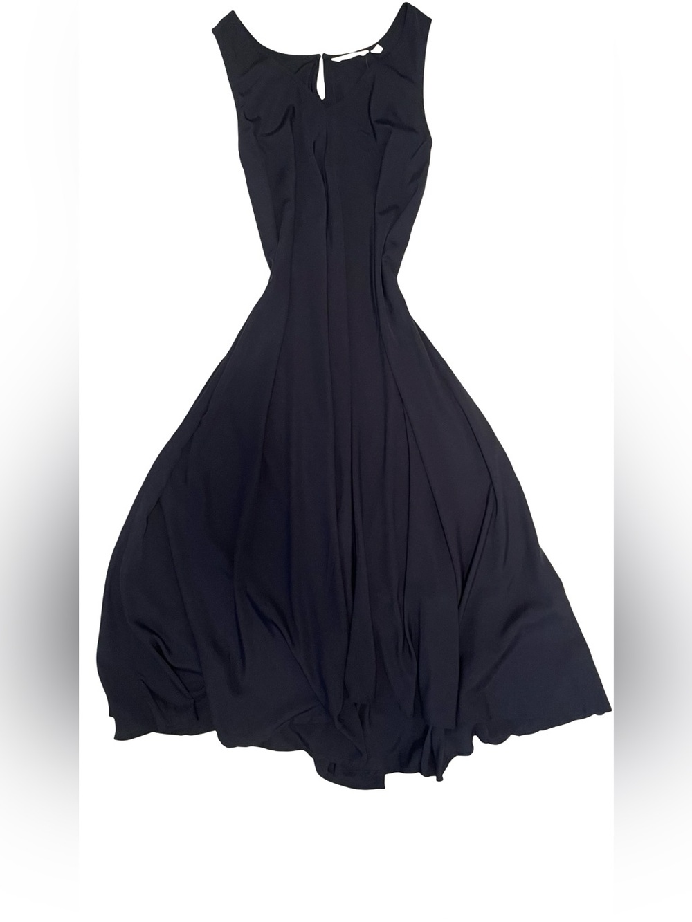 Soft Surroundings Navy Blue Sleeveless Maxi Dress with Flowing Skirt
